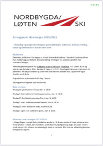 Arrangement skisesongen 2025/2026